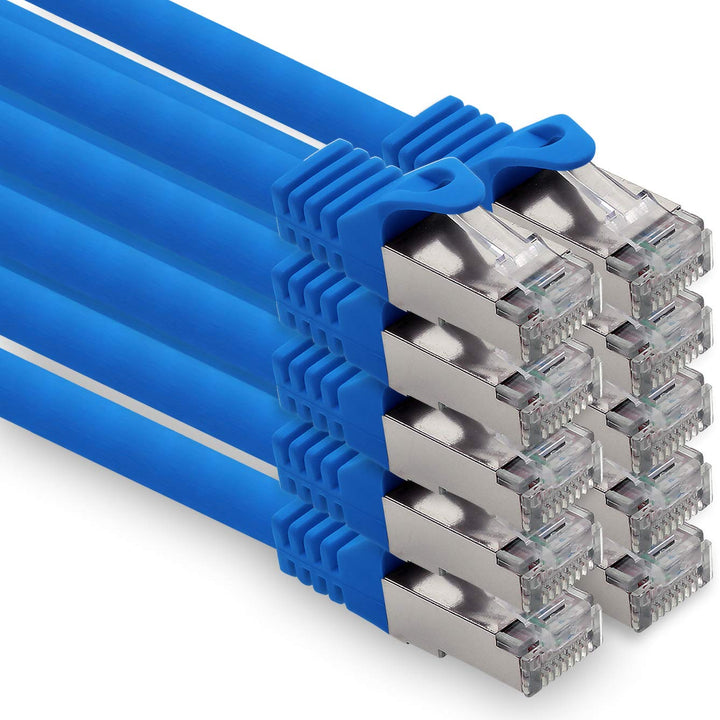 10m - blau - 10 Stück CAT.7 Computer Ethernet Kabel Netzwerkkabel (Rohkabel) Patchkabel S-FTP LSZH P
