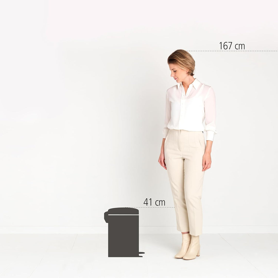 Brabantia 111969 Treteimer mit Inneneimer aus Kunststoff, stahl, weiss, 12 Liter Weiss 12, Weiss, 12