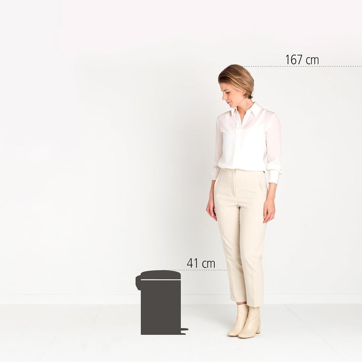 Brabantia 111969 Treteimer mit Inneneimer aus Kunststoff, stahl, weiss, 12 Liter Weiss 12, Weiss, 12