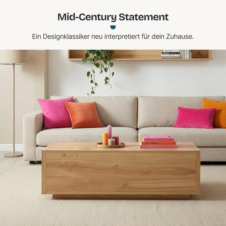 [en.casa] Couchtisch Turur Wohnzimmertisch 104 x 50 x 40 cm Sofatisch mit 2 integrierten Schubladen