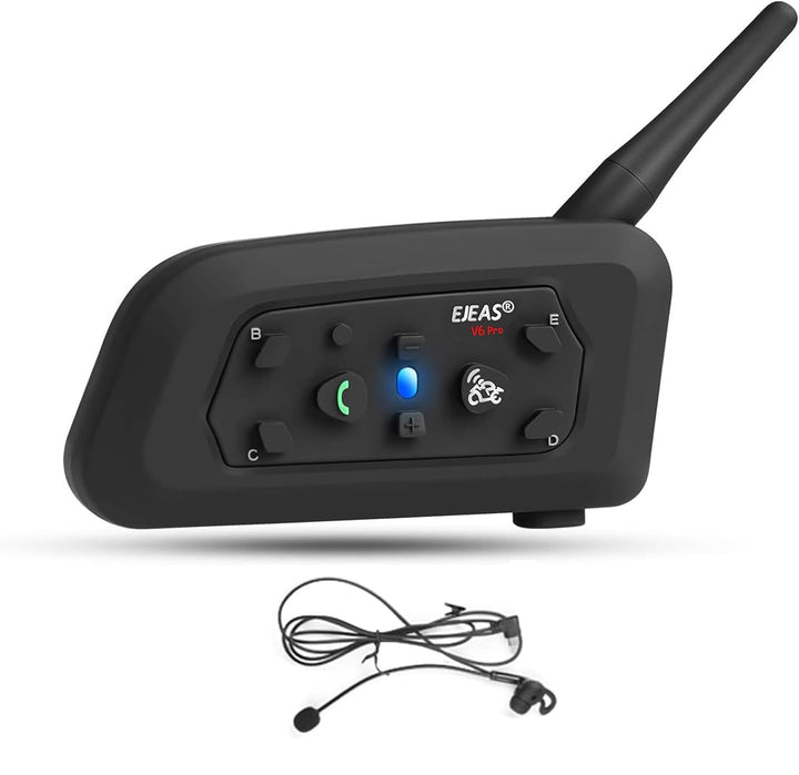 EJEAS V6C Fusball Schiedsrichter Headset Intercom, Bluetooth Kommunikationssystem für 2 bis zu 6 Per