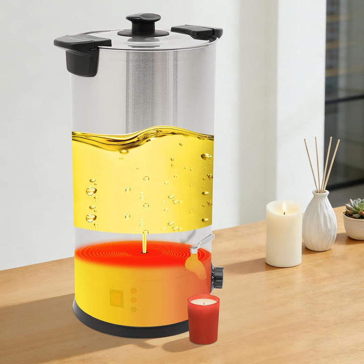 Kazafa 1800W 220V 15L Elektrischer Wachsschmelztopf mit Deckel, Wasserhahn | Automatische Abschaltfu