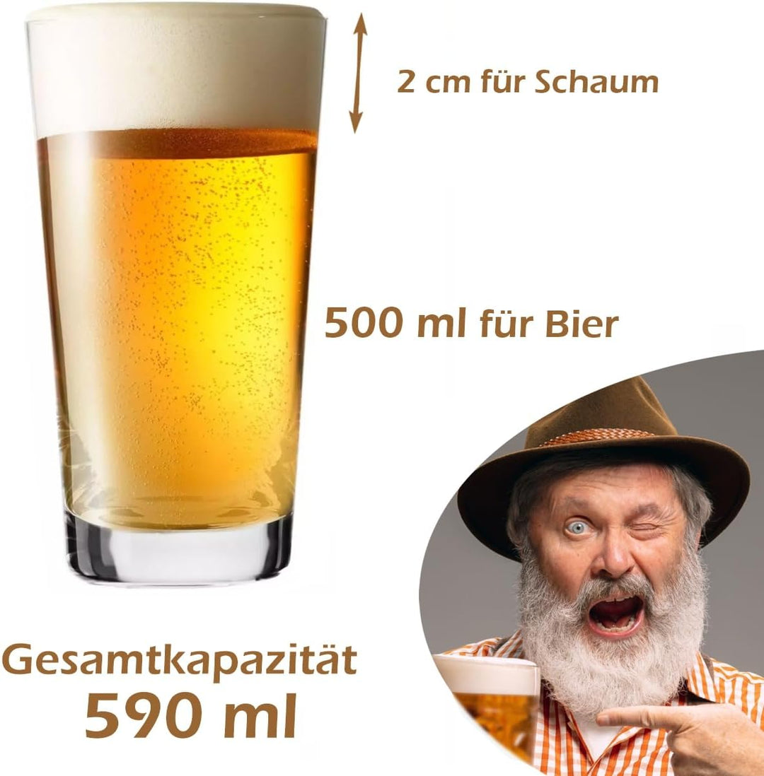 KIAPPO Biergläser Set 590 ml - 12 Stück Gläser Set - Lagerglas - Weizengläser - Kristallgläser - Ges