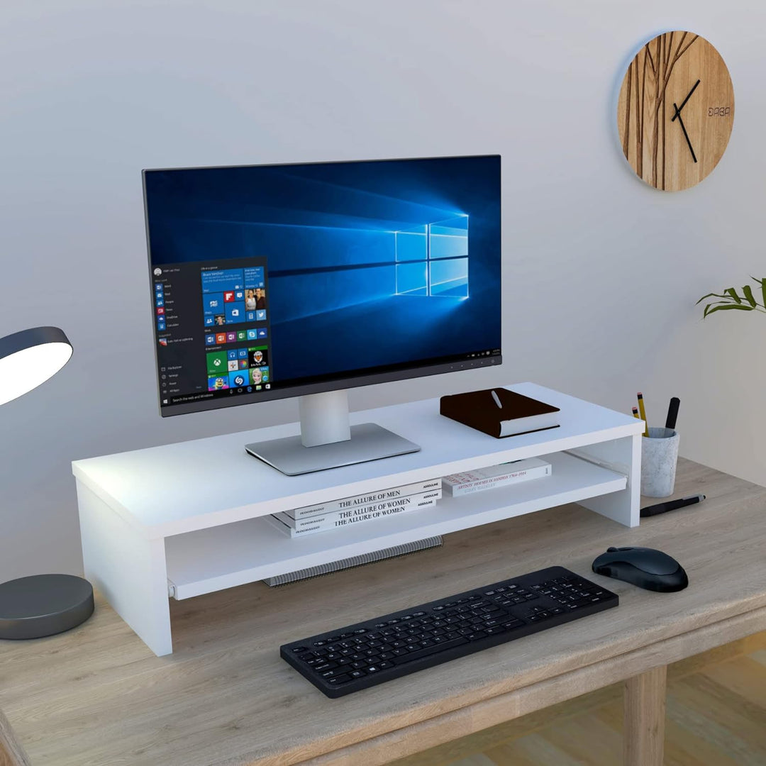 Henor, Monitorständer mit herausnehmbarer Ablage, TV-Bildschirmerhöhung, in FSC® Holz, 82 x 32 x 18