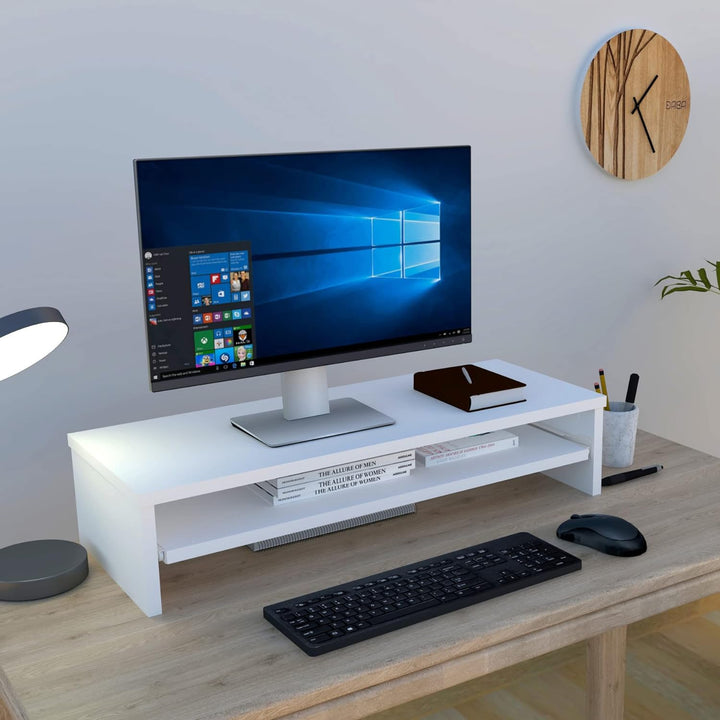 Henor, Monitorständer mit herausnehmbarer Ablage, TV-Bildschirmerhöhung, in FSC® Holz, 82 x 32 x 18