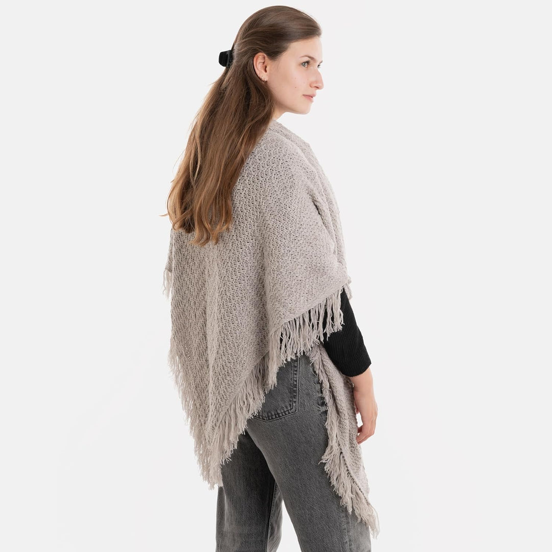 KNIT FACTORY - Dreiecksschal Amber - Damen Strickschal mit Wolle - Umschlagtuch für den Herbst und W