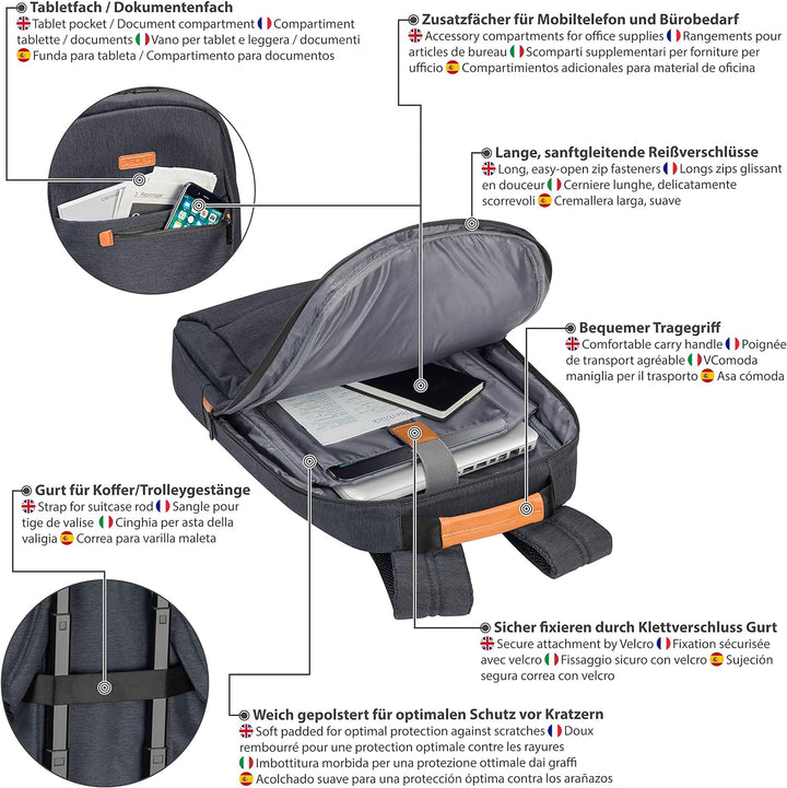 PEDEA Laptop Rucksack "Elegance" Notebook-Rucksack bis 17,3 Zoll (43,9 cm) mit Tablet-PC Fach bis 10