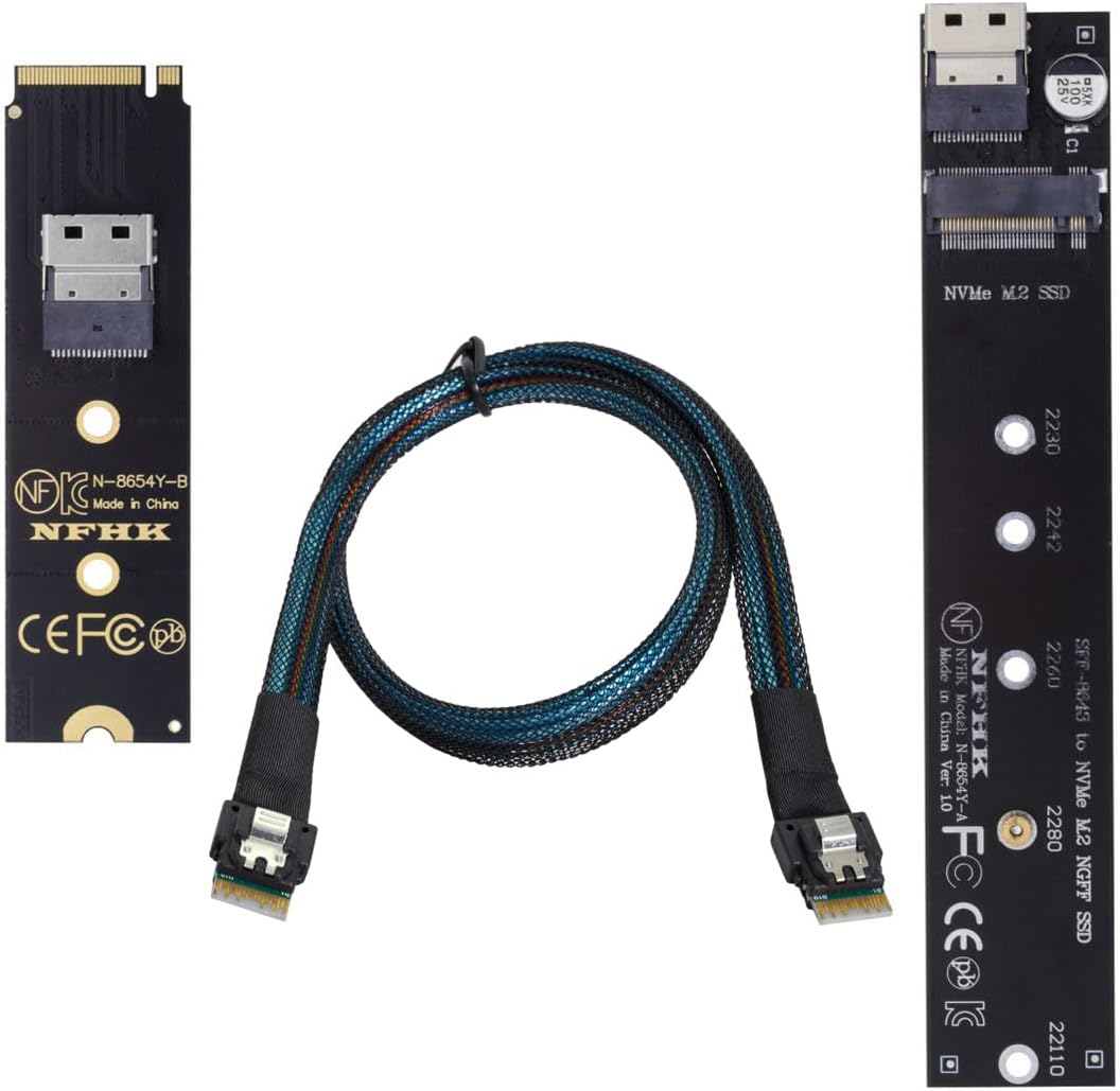 NFHK NGFF M-Key NVME Stecker auf Buchse Verlängerungskabel 40cm mit SFF-8654 Stecker für Mainboard S