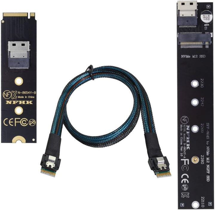 NFHK NGFF M-Key NVME Stecker auf Buchse Verlängerungskabel 40cm mit SFF-8654 Stecker für Mainboard S