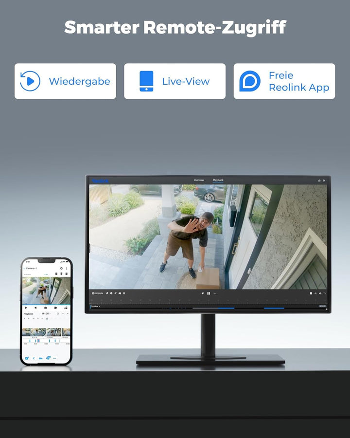 Reolink 4K 8MP PTZ Überwachungskamera Aussen mit Dual-Objektiv, 2,4/5GHz WLAN, Auto-Tracking, Smarte