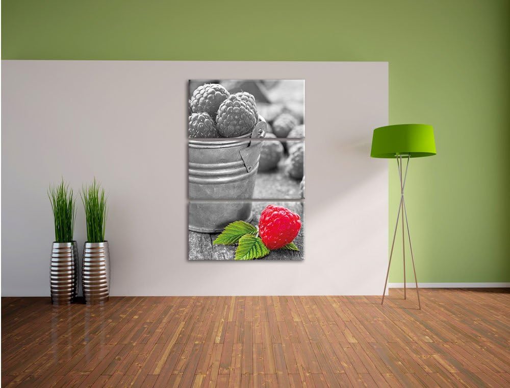Pixxprint Früchte Eimer Obst Fruit Food als Leinwandbild | Grösse: 3 Teilig (120x80) | Wandbild| Kun