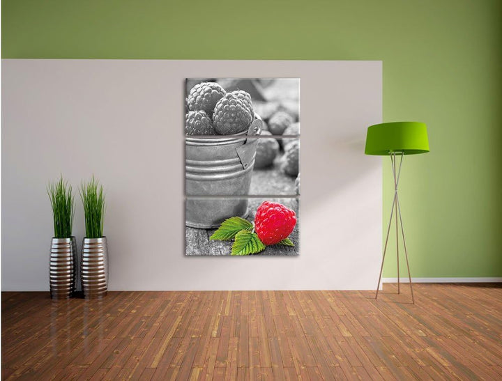 Pixxprint Früchte Eimer Obst Fruit Food als Leinwandbild | Grösse: 3 Teilig (120x80) | Wandbild| Kun