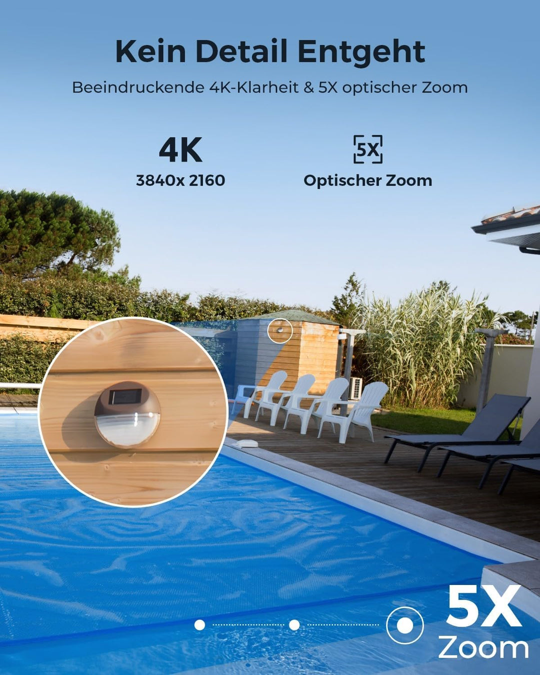 Reolink 4K 8MP Wi-Fi 6 Überwachungskamera Aussen, 2,4/5GHz WLAN Kamera Outdoor mit 5X Optischem Zoom