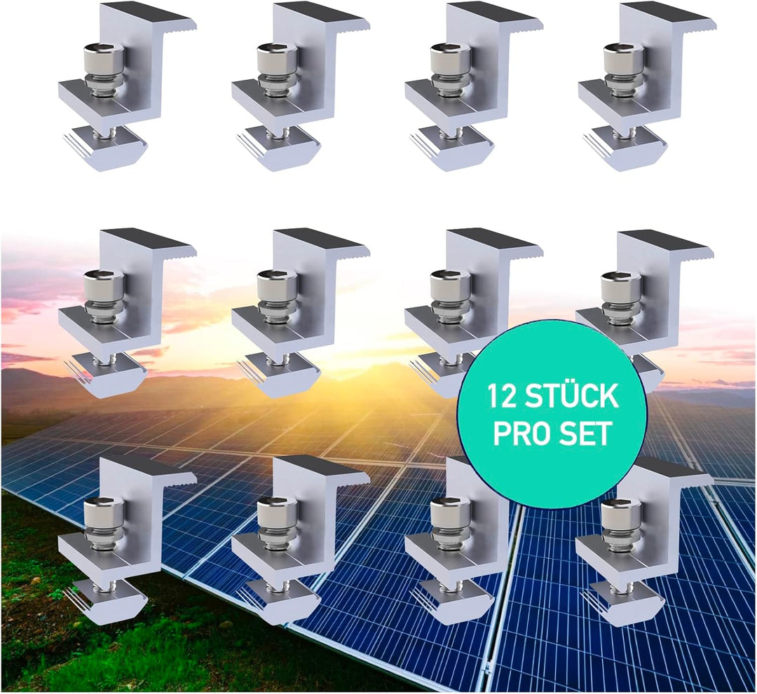 Endklemmen 35mm Endklemme Solar 12 St. Solarmodul Modulklemmen Photovoltaik Klemmen Solarpanel Randk