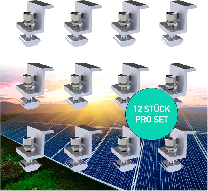 Endklemmen 35mm Endklemme Solar 12 St. Solarmodul Modulklemmen Photovoltaik Klemmen Solarpanel Randk