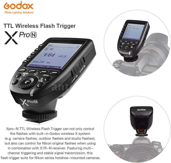Godox XPro-N i-TTL 2.4G Hochgeschwindigkeits-LCD-Display Sender für Nikon D5 D4 D60 D70S D7C0 D750 D