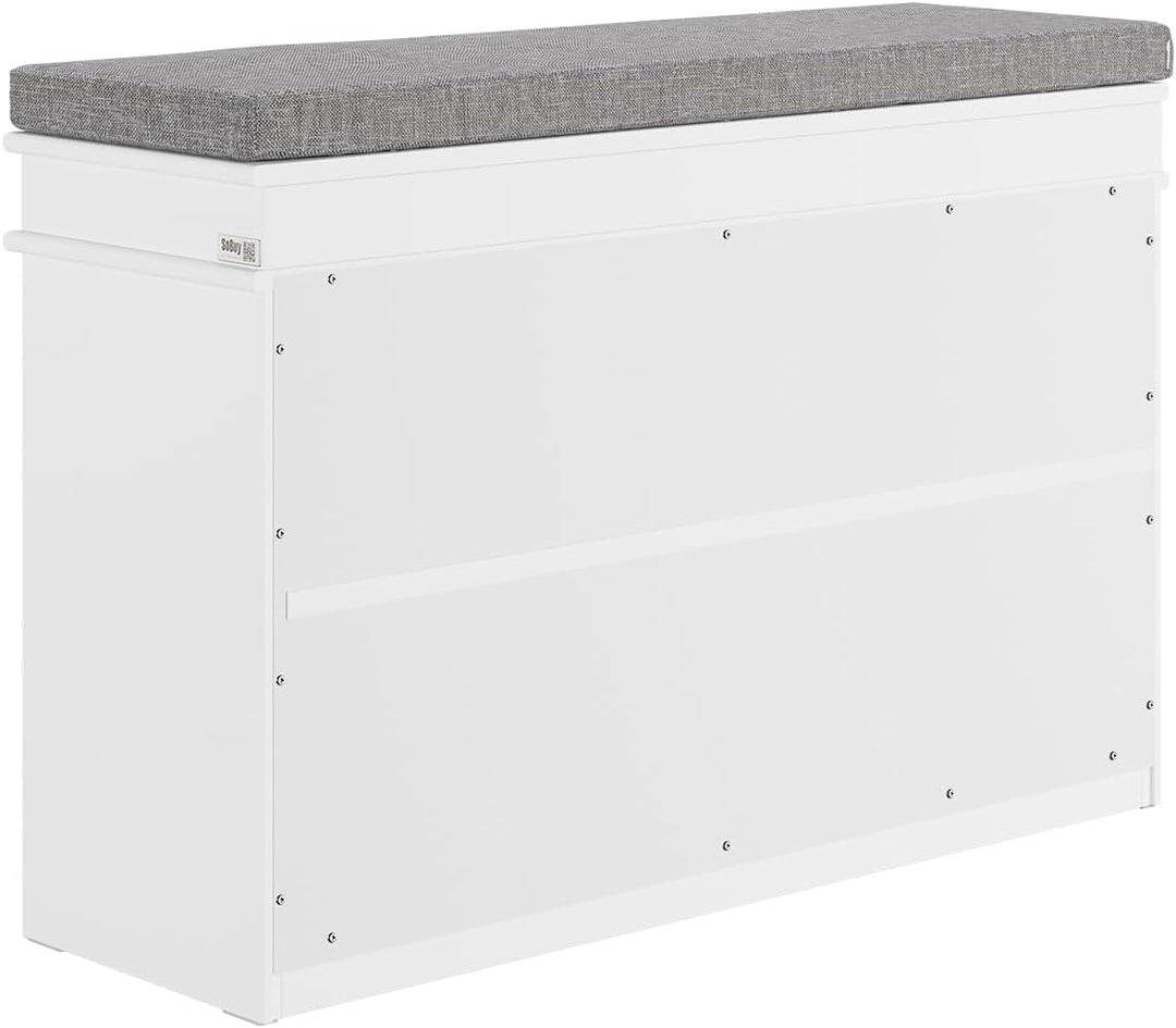 SoBuy Schuhbank mit Sitzkissen und Stauraum Schuhschrank mit Klappe, Schuhregal schmal platzsparende