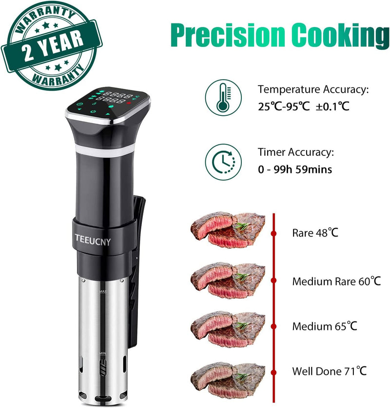 Sous Vide, TEEUCNY 1100W Sous-vide Stick Präzisionskochtopf Immersion Tauchzirkulator Präziser Tempe