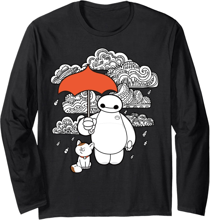 Disney Big Hero 6 Baymax Patterned Rain Clouds Portrait C1 Langarmshirt