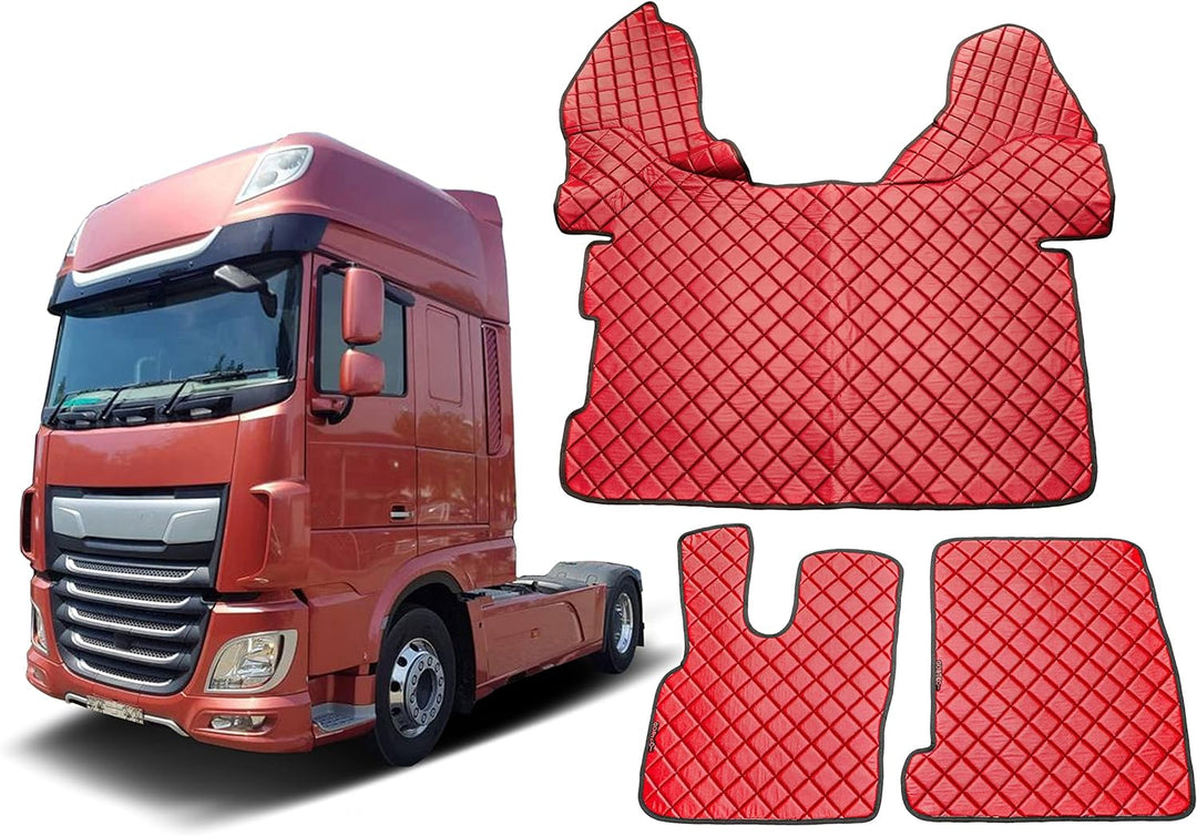 LKW Fussmatten passend für XF 106 Trucks LKWs Automatisch Öko-Leder Rote
