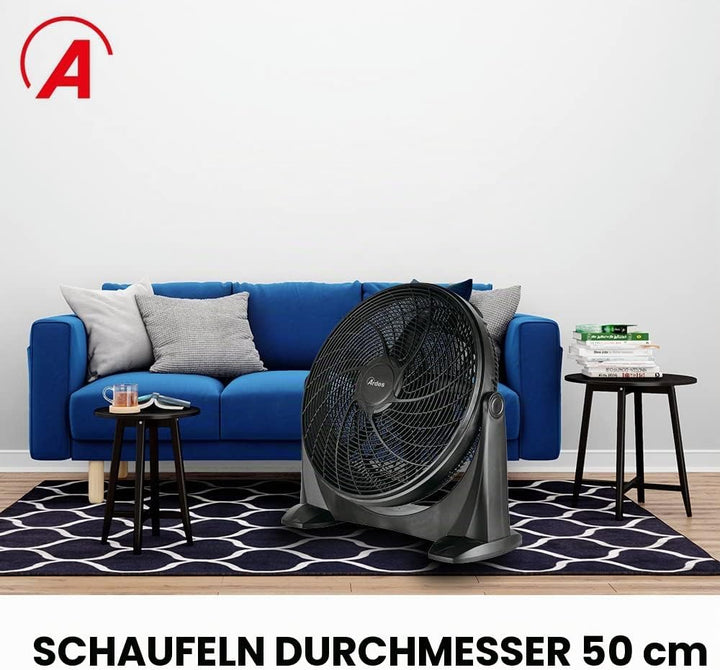 ARDES - AR5A51 Leiser Bodenventilator 5 FLÜGEL SPACE 51 - Bodenventilator ganz in Schwarz mit vertik