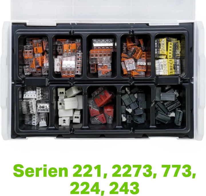 WAGO® Original-Set, L-Boxx Mini, Verbindungsklemmen mit Hebel, Dosenklemmen, 887-950 (146 Teile) 887