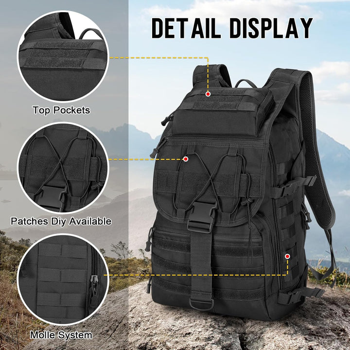 SHANNA Militärrucksack 35L/50L Armee Rucksack Molle, Hohe Kapazität Trekkingrucksack Wanderrucksäcke