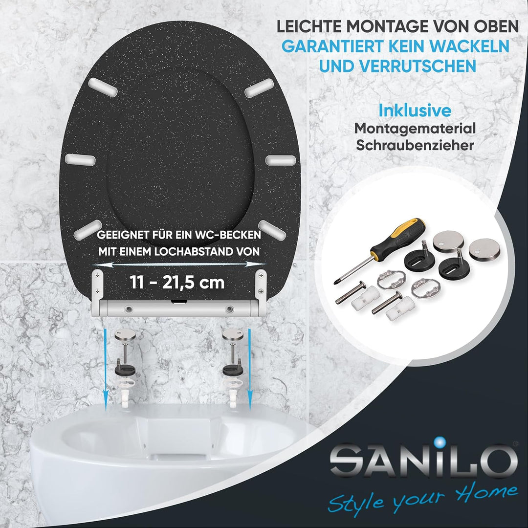 Sanilo WC Sitz mit Absenkautomatik, viele neue Toilettendeckel zur Auswahl, hochwertige Oberfläche,