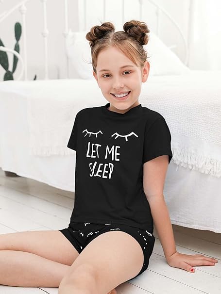 Haloumoning Mädchen Schlafanzüge Sommer Niedliche Shorts Set Bequem Kurzarm Cartoon bedrucktes Pyjam