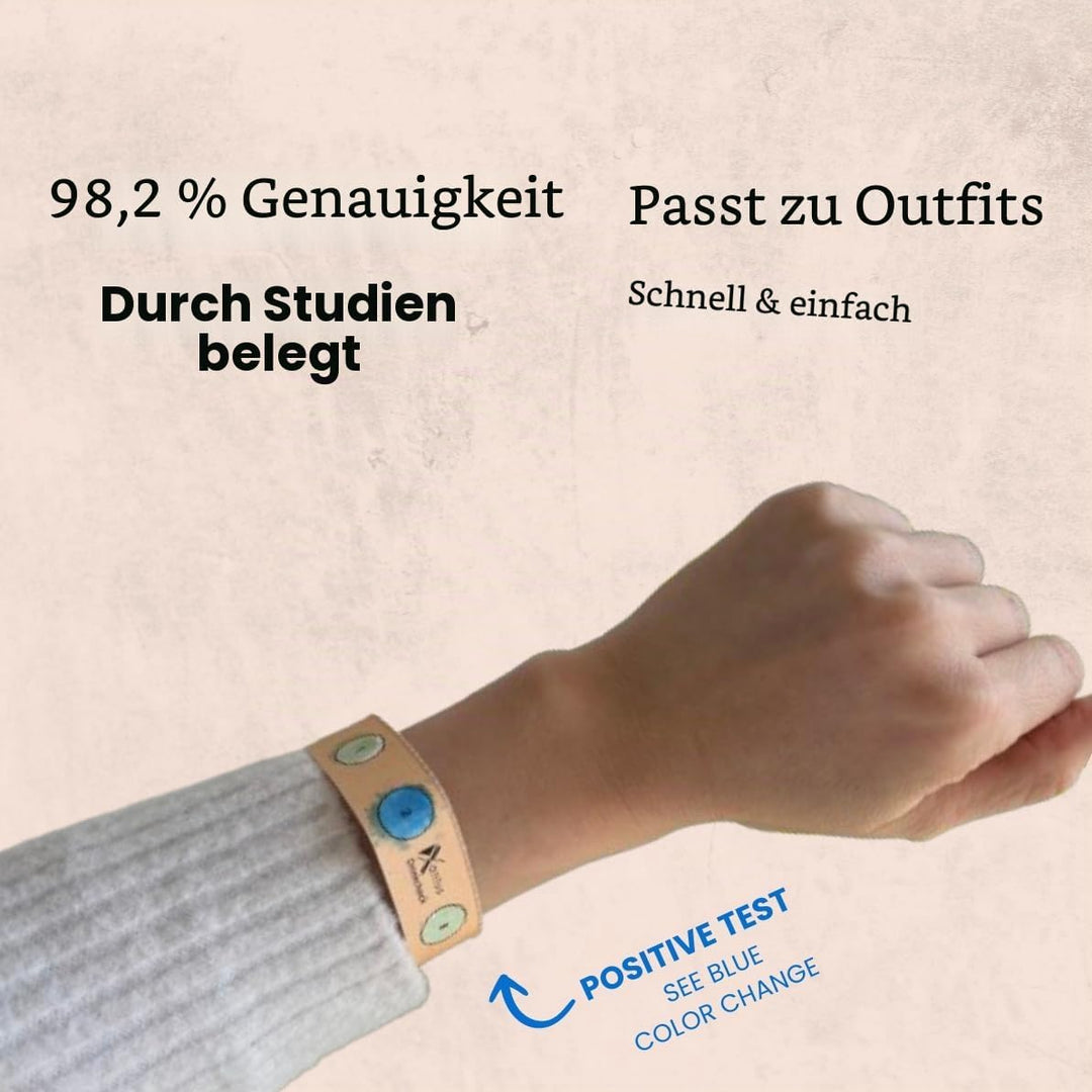 Drinkcheck Armband - Dein Schutz vor KO Tropfen | Teste Dein Getränk auf KO Tropfen GHB | Beige | 4