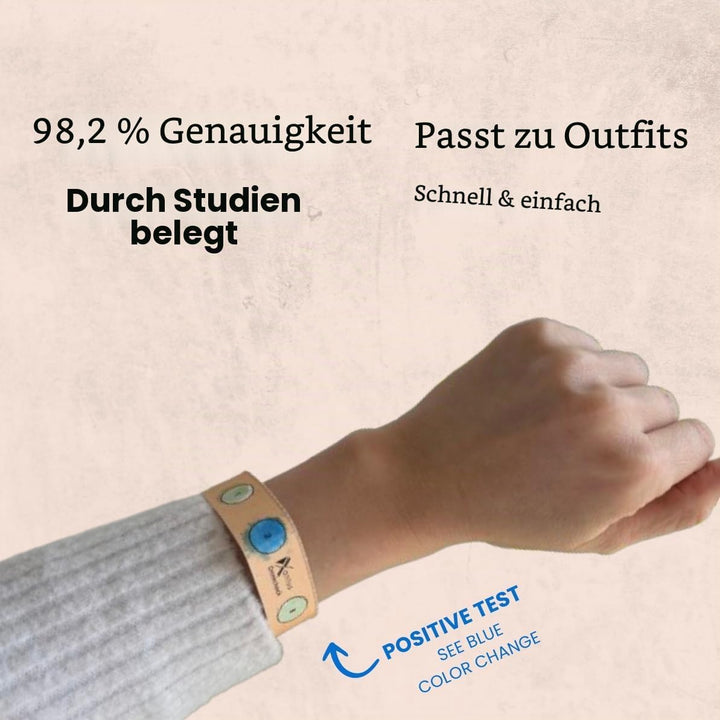 Drinkcheck Armband - Dein Schutz vor KO Tropfen | Teste Dein Getränk auf KO Tropfen GHB | Beige | 4