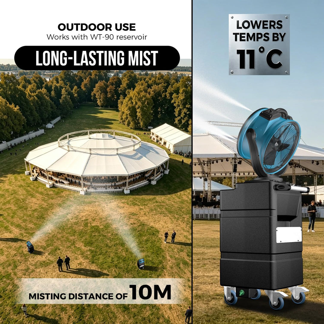 XPower Misting Fan Outdoor Cooling Oscillating Heavy Duty Powerful High Velocity Ideal for Camping,