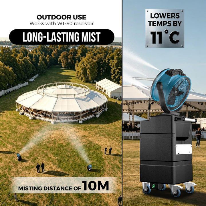 XPower Misting Fan Outdoor Cooling Oscillating Heavy Duty Powerful High Velocity Ideal for Camping,
