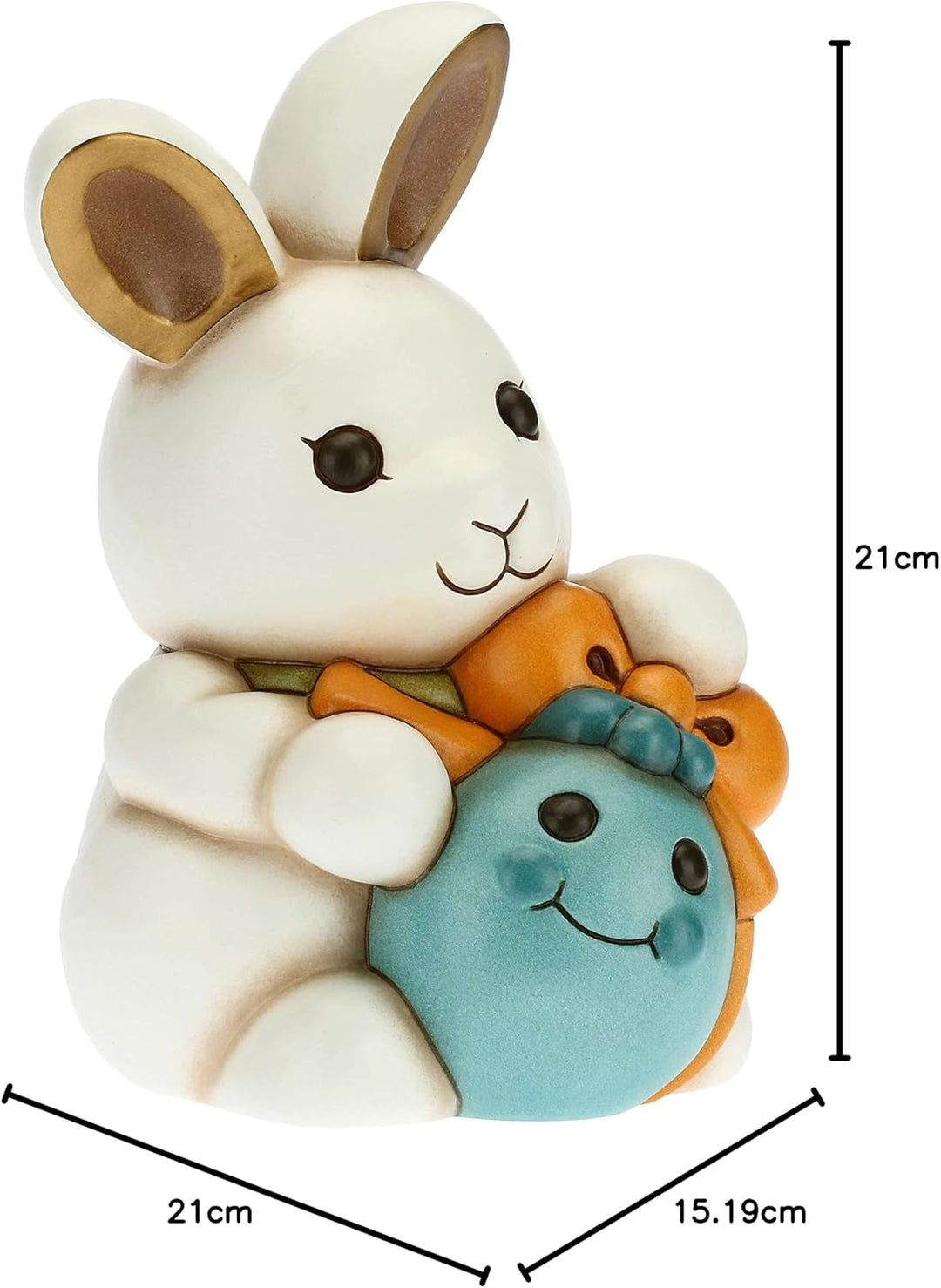 THUN - Entzückendes Joy-Kaninchen mit blauem Ei - Geschenkidee - Linie Color Your Easter - Keramik -