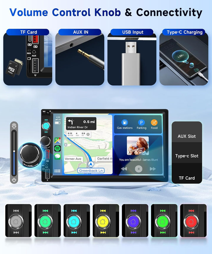Hodozzy DAB/DAB+ Autoradio 2 Din Wireless Carplay Android Auto mit 7 Zoll IPS Bildschirm, Autoradio