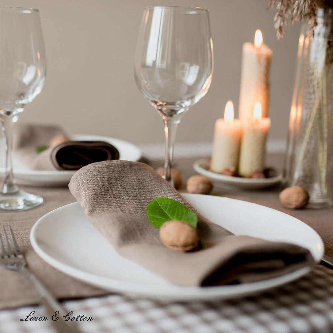 Linen & Cotton Hochwertige 4 x Stoffservietten/Servietten Stoff/Leinenservietten Hygge -100% Leinen,