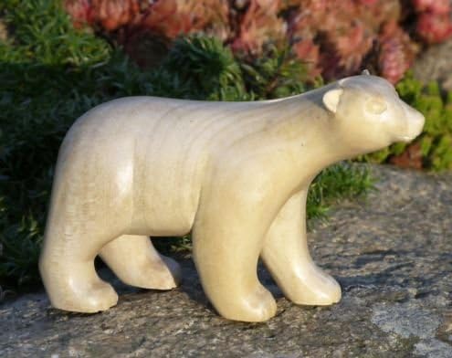 Eisbär-Figur - Handarbeit aus Krokodil-Holz geschnitzt als Geschenk-Idee für Bären-Fans zur Deko Bär