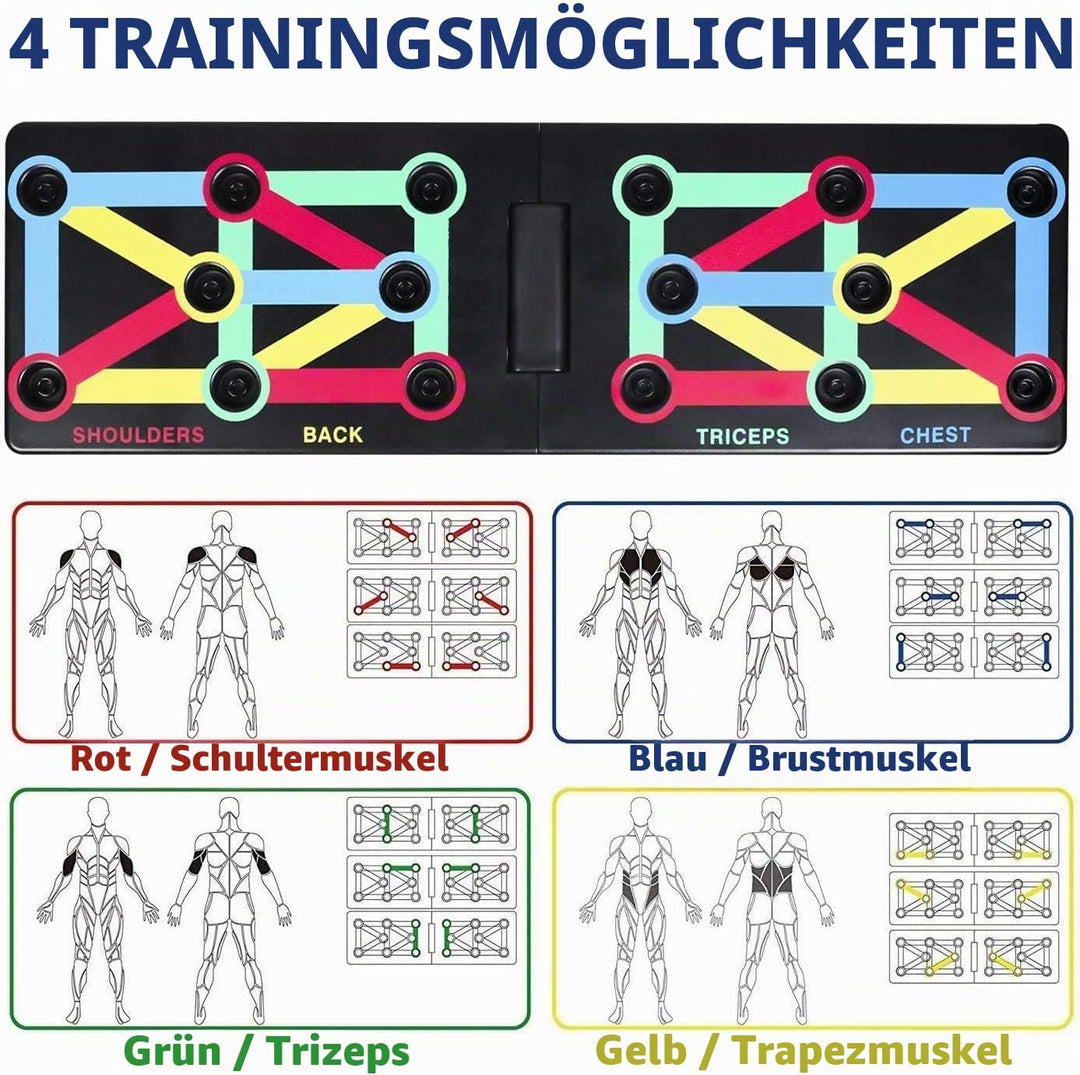 Cretee 12 in 1 Faltbare Push Up Rack Board mit Handgriff für Muskeltraining Effektiv Formen 12 in 1
