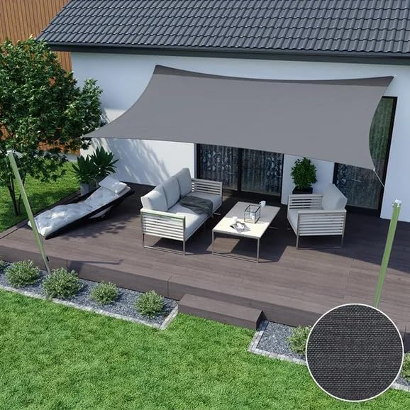 jarolift Basic Sonnensegel Rechteckig, Wasserabweisend, Sonnenschutz Sichtschutz für Terrasse Garten