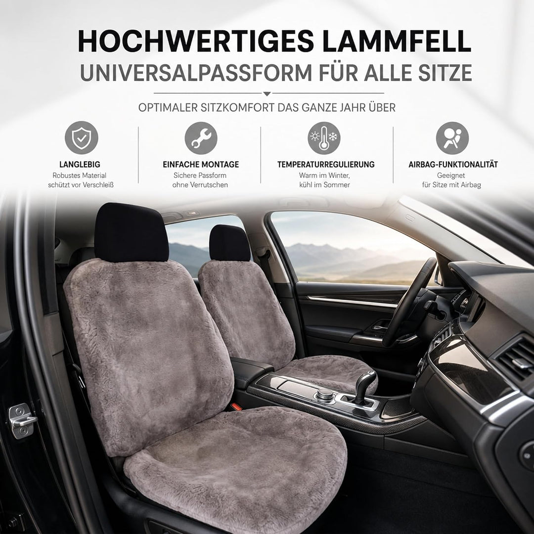 Leibersperger-Felle Autositzbezug/Autofell Premium aus hochwertigem Lammfell – 2 Stück – Universelle