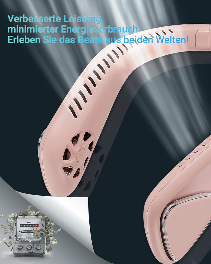 Jialexin Tragbarer Nackenventilator, Hals Ventilator Wiederaufladbar mit 6000mah, Persönlicher Venti