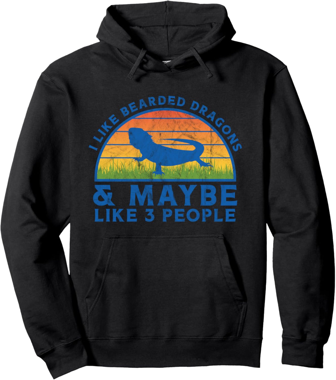 Wie Bartagame Vintage Sonnenuntergang Retro Eidechse Reptil Pullover Hoodie