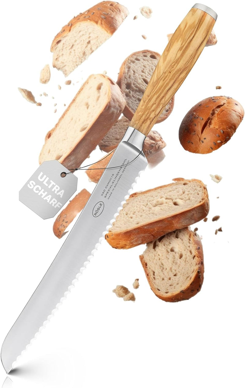 Rösle Brotmesser Artesano, Hochwertiges Küchenmesser zum Schneiden von Brot, Brötchen und Baguette,