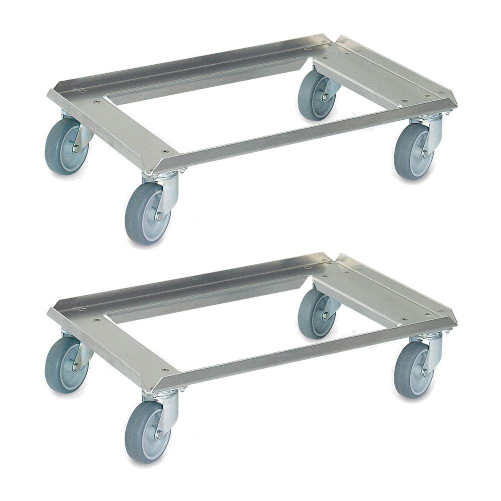 2 Aluminium Transportroller für 600 x 400 mm Behälter, Tragkraft 250 kg