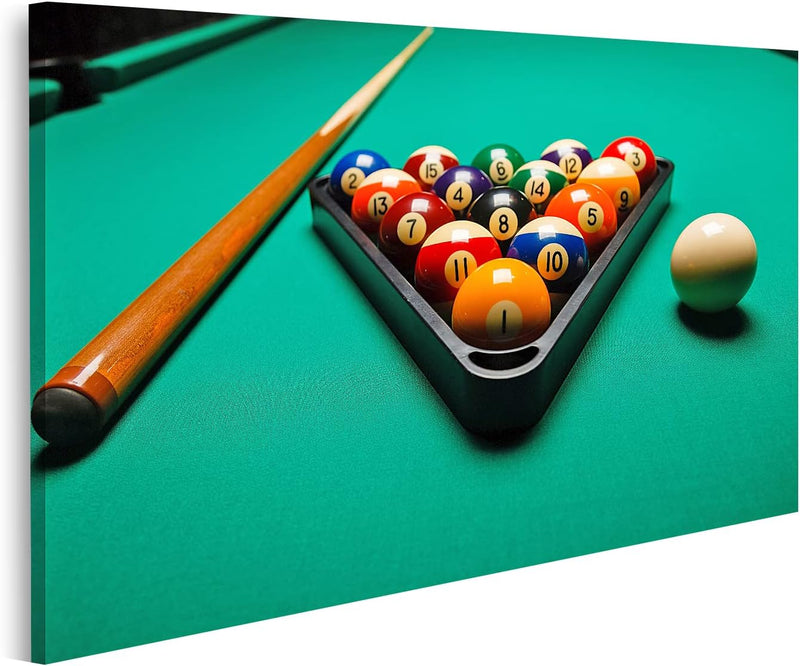 Bild auf Leinwand Billard Tisch Billardkugeln Snooker Wandbild Poster Kunstdruck Bilder Format: 100x