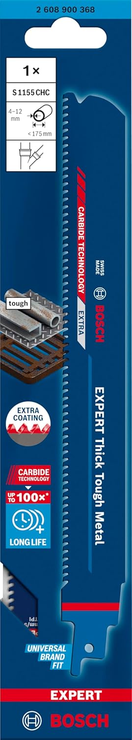 Bosch Professional 1x Expert ‘Thick Tough Metal’ S 1155 CHC Säbelsägeblatt (für Zäher Stahl, Gusseis