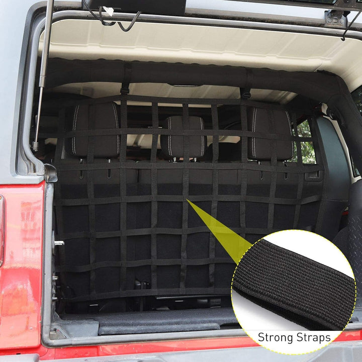 Haustiernetz, Fahrzeug-Sicherheitsnetz, Hundebarriere für Jeep Wrangler JK JL 4-Türer 2007-2025, pas