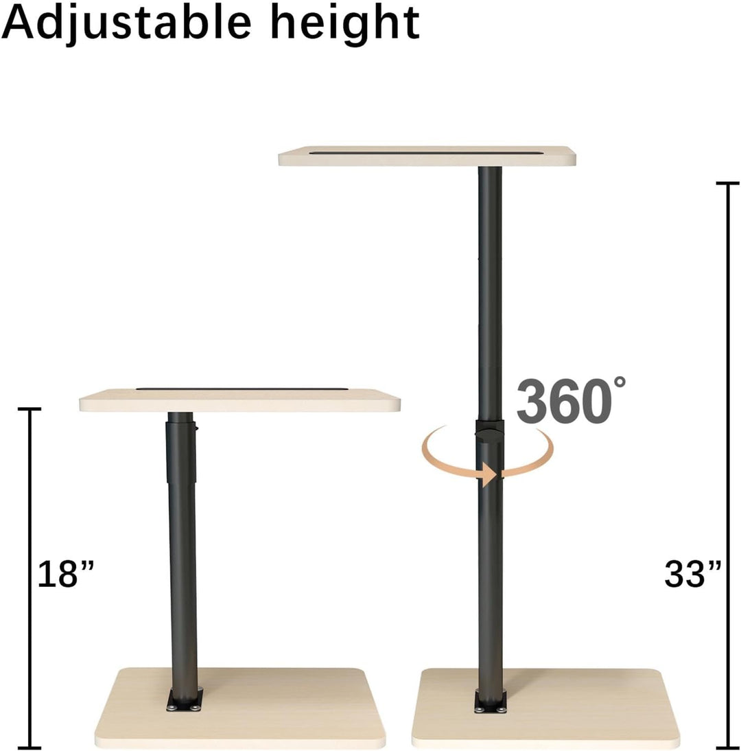 Couch Beistelltisch - 360° schwenkbarer höhenverstellbar Couchtisch/Holz Sofatisch,Sofa Armlehne Tab