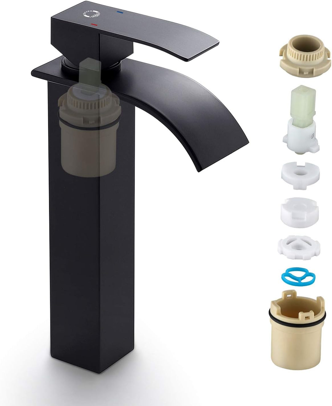 CECIPA Hoch Wasserfall Wasserhahn Bad Schwarz Waschtischarmatur Wasserfall Edelstahl mit Auslauf Höh