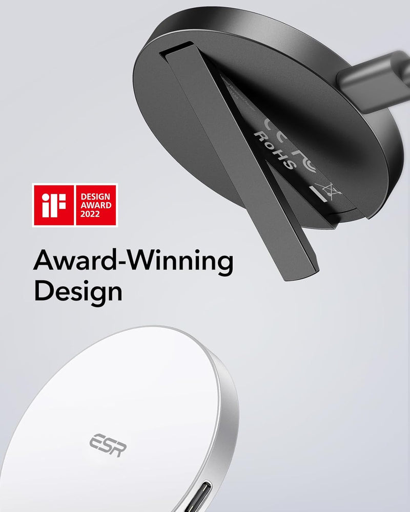 ESR HaloLock Kabelloses Ständer Ladegerät, Kompatibel mit MagSafe/iPhone 15/15 Plus/15 Pro/15 Pro Ma